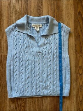 Happily Grey Light Blue Cable Knit Sleeveless Polo Tank